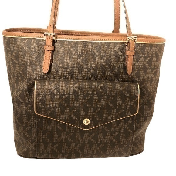 MICHAEL KORS monogram brown front pocket tote bag
